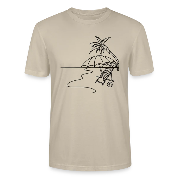 Maquette de T-shirt bio CRAFTER Stanley Stella Unisexe « Scène de Plage Minimaliste » à personnaliser