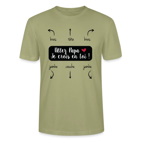 Maquette de T-shirt bio CRAFTER Stanley Stella Unisexe « Humour Papa : Allez Papa, Je Crois en Toi ! » à personnaliser