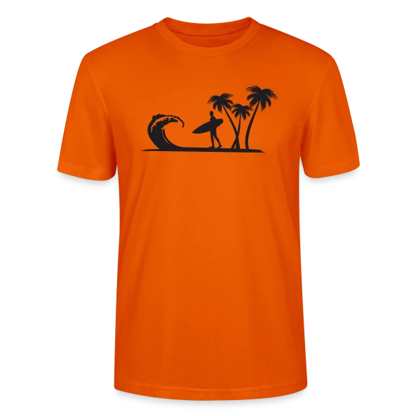 Maquette de T-shirt bio CRAFTER Stanley Stella Unisexe « Surfeur Vague Palmiers » à personnaliser