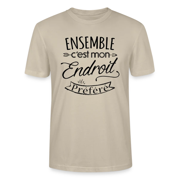 Maquette de T-shirt bio CRAFTER Stanley Stella Unisexe « 'Ensemble, notre endroit préféré' - Cadeau Amoureux » à personnaliser