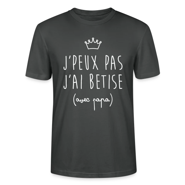 Maquette de T-shirt bio CRAFTER Stanley Stella Unisexe « J'peux pas j'ai Bêtise avec Papa - Humour Enfant » à personnaliser