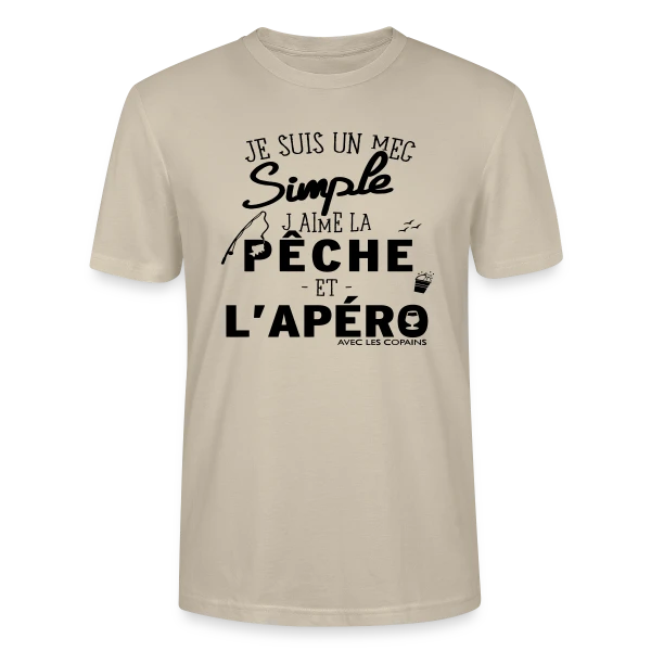 Maquette de T-shirt bio CRAFTER Stanley Stella Unisexe « "Pêche & Apéro" : L'Humour du Pêcheur Relax » à personnaliser