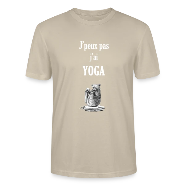 Maquette de T-shirt bio CRAFTER Stanley Stella Unisexe « Ours Yogiste : Zen et Drôle sur sa Banquise » à personnaliser