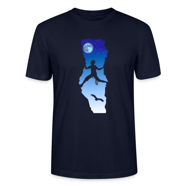 Maquette de T-shirt bio CRAFTER Stanley Stella Unisexe « Grimpe Nocturne : L'Escalade Sous les Étoiles » à personnaliser