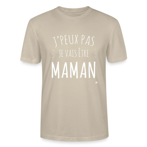 Maquette de T-shirt bio CRAFTER Stanley Stella Unisexe « J'peux Pas, Je Vais Être Maman ! Annonce Grossesse Humour » à personnaliser
