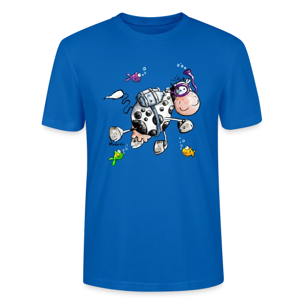 Maquette de T-shirt bio CRAFTER Stanley Stella Unisexe « La Vache Marine Plongeuse Cartoon » à personnaliser