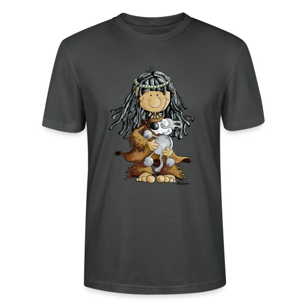 Maquette de T-shirt bio CRAFTER Stanley Stella Unisexe « Petite Indienne et son Loup Ami » à personnaliser