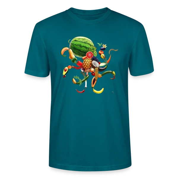 Maquette de T-shirt bio CRAFTER Stanley Stella Unisexe « Pulpi Frutti : Saveur Marine Originale » à personnaliser