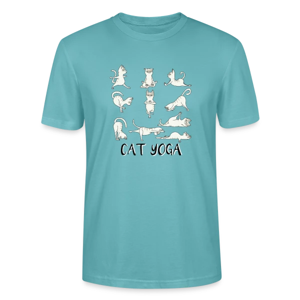 Maquette de T-shirt bio CRAFTER Stanley Stella Unisexe « Chats Yoga Drôles » à personnaliser