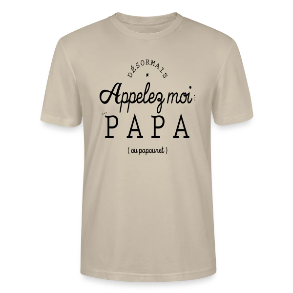 Maquette de T-shirt bio CRAFTER Stanley Stella Unisexe « 'Moi, c'est Papa Maintenant !' - Annonce Naissance » à personnaliser