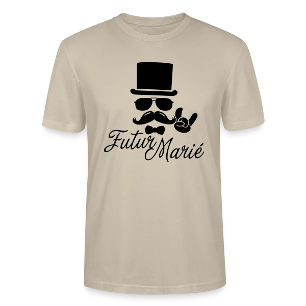 Maquette de T-shirt bio CRAFTER Stanley Stella Unisexe « Futur Marié Boss à Moustache Vintage » à personnaliser