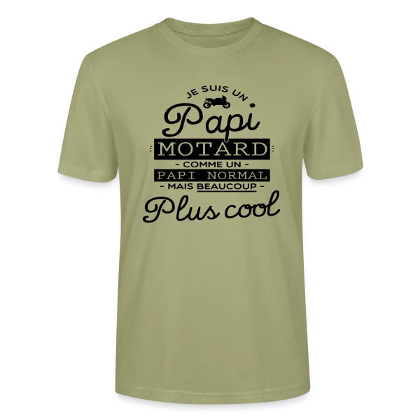 Maquette de T-shirt bio CRAFTER Stanley Stella Unisexe « Papi Motard : Le Grand-Père le Plus Cool du Monde » à personnaliser