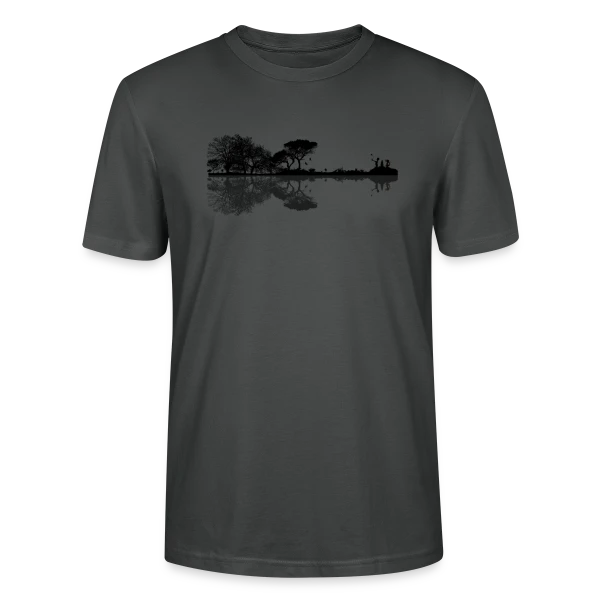 Maquette de T-shirt bio CRAFTER Stanley Stella Unisexe « Guitare Électrique & Paysage Enchanté » à personnaliser