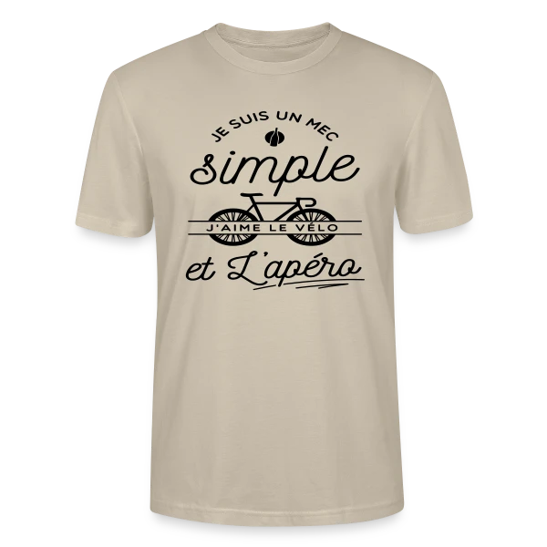 Maquette de T-shirt bio CRAFTER Stanley Stella Unisexe « "Mec Simple, Vélo & Apéro" » à personnaliser