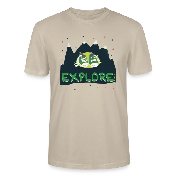 Maquette de T-shirt bio CRAFTER Stanley Stella Unisexe « Randonnée Montagne Baskets » à personnaliser