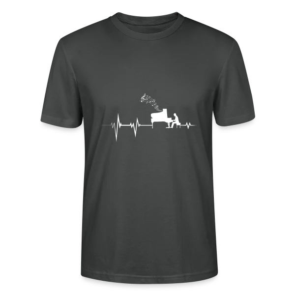 Maquette de T-shirt bio CRAFTER Stanley Stella Unisexe « Piano Évolution : L'Histoire du Clavier en Style » à personnaliser