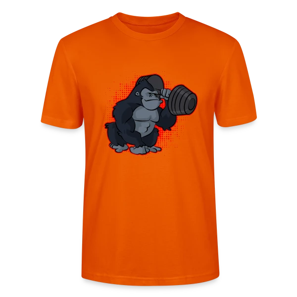 Maquette de T-shirt bio CRAFTER Stanley Stella Unisexe « Gorille Musculation - Force et Humour » à personnaliser
