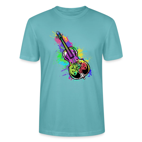 Maquette de T-shirt bio CRAFTER Stanley Stella Unisexe « Violoncelle Symphonie Colorée » à personnaliser