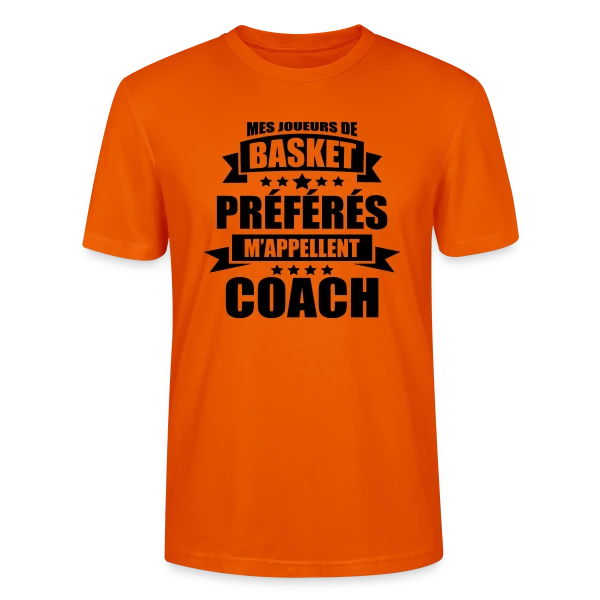 Maquette de T-shirt bio CRAFTER Stanley Stella Unisexe « Coach Basket : Mes Joueurs Préférés M'appellent Coach » à personnaliser