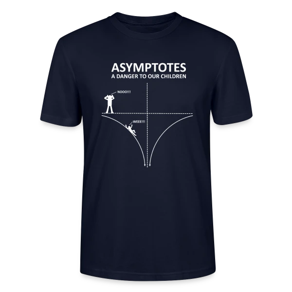 Maquette de T-shirt bio CRAFTER Stanley Stella Unisexe « Asymptotes - Danger pour les Enfants! Prof de Maths Nerd » à personnaliser