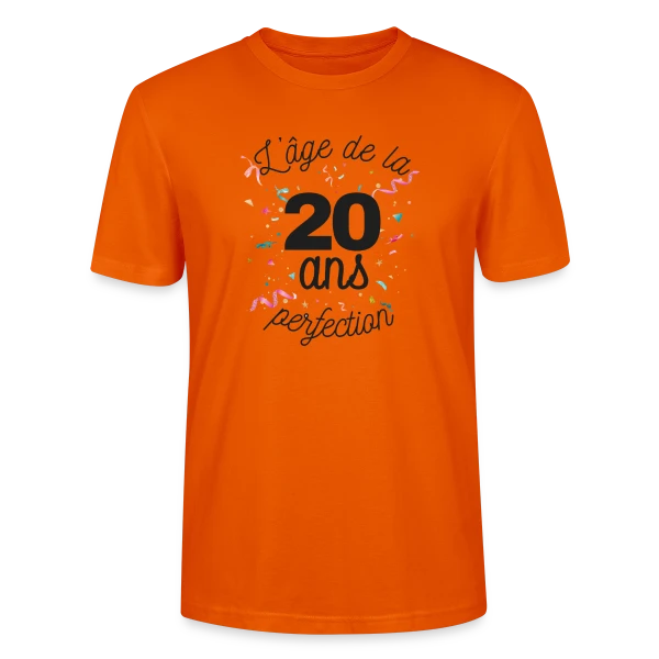 Maquette de T-shirt bio CRAFTER Stanley Stella Unisexe « 20 Ans : L'Âge de la Perfection » à personnaliser