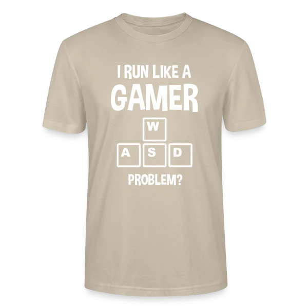 Maquette de T-shirt bio CRAFTER Stanley Stella Unisexe « Gamer Humour : 'Je Cours Comme un Gamer' » à personnaliser