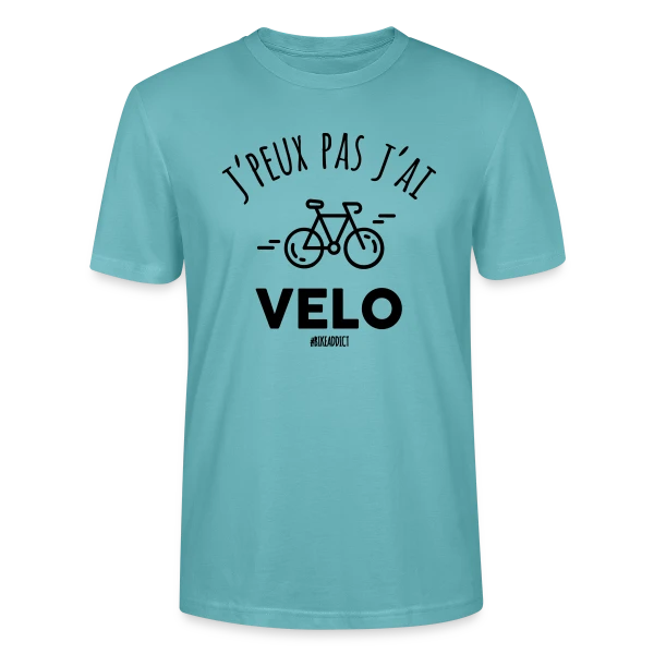 Maquette de T-shirt bio CRAFTER Stanley Stella Unisexe « J'peux Pas, J'ai Vélo ! T-shirt Humour Cycliste » à personnaliser