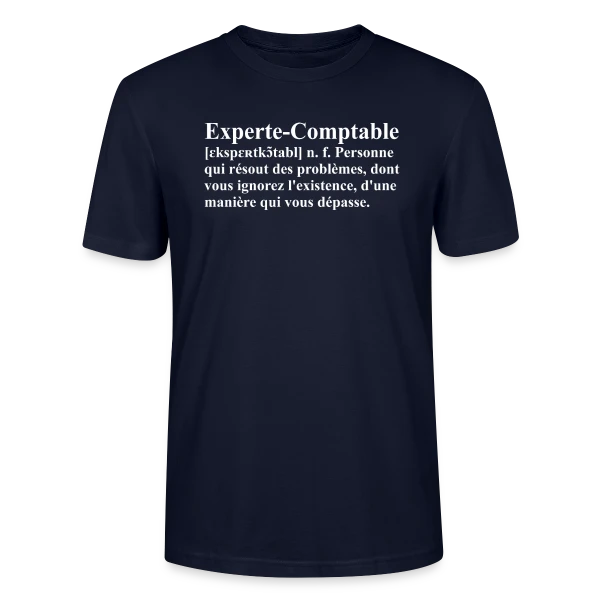 Maquette de T-shirt bio CRAFTER Stanley Stella Unisexe « Définition de l'Experte-Comptable | T-Shirt Humour Métier Femme » à personnaliser