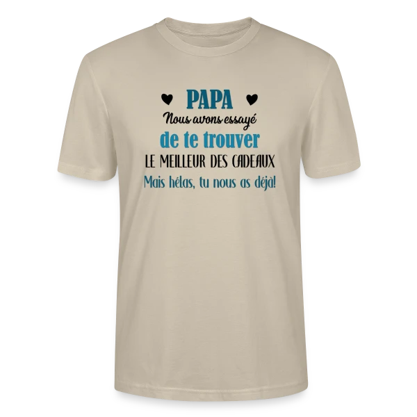 Maquette de T-shirt bio CRAFTER Stanley Stella Unisexe « Papa, le Meilleur des Cadeaux (avec vos prénoms) » à personnaliser