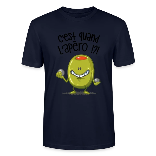 Maquette de T-shirt bio CRAFTER Stanley Stella Unisexe « L'Apéro, c'est quand ? » à personnaliser