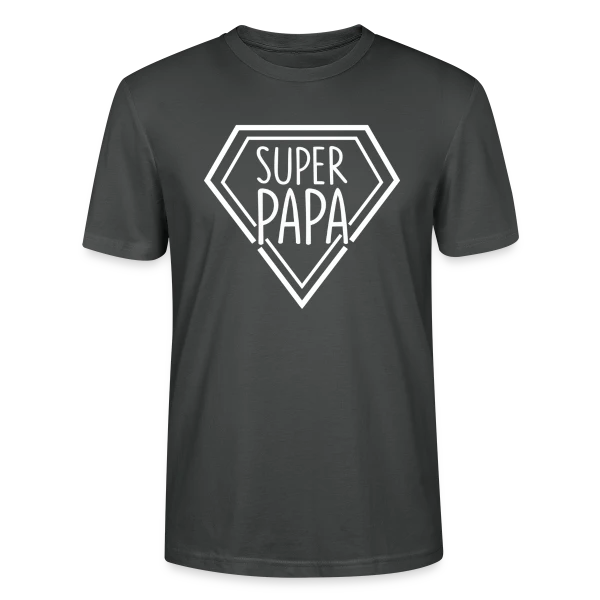 Maquette de T-shirt bio CRAFTER Stanley Stella Unisexe « Super Papa - Idée Cadeau Noël & Fête des Pères » à personnaliser