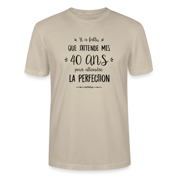 Maquette de T-shirt bio CRAFTER Stanley Stella Unisexe « 40 Ans et Parfait : L'Âge de la Perfection » à personnaliser