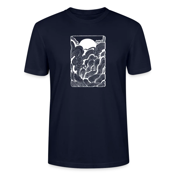 Maquette de T-shirt bio CRAFTER Stanley Stella Unisexe « Doodle Océan au Lever du Soleil » à personnaliser