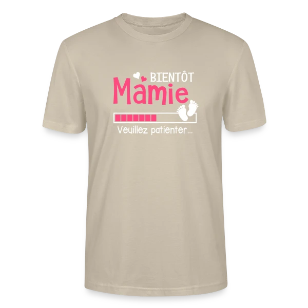 Maquette de T-shirt bio CRAFTER Stanley Stella Unisexe « Bientôt Mamie : Future Grand-Mère en Attente » à personnaliser