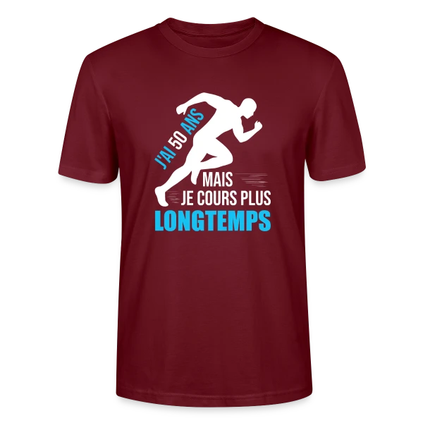 Maquette de T-shirt bio CRAFTER Stanley Stella Unisexe « Coureur 50 Ans - Running Papa Papi Toujours en Forme » à personnaliser