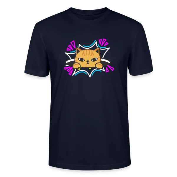 Maquette de T-shirt bio CRAFTER Stanley Stella Unisexe « Chat Mignon Néon 90s » à personnaliser