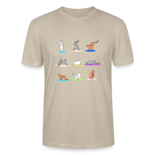 Maquette de T-shirt bio CRAFTER Stanley Stella Unisexe « Lapin Yoga: Joyeuses Pâques Zen » à personnaliser