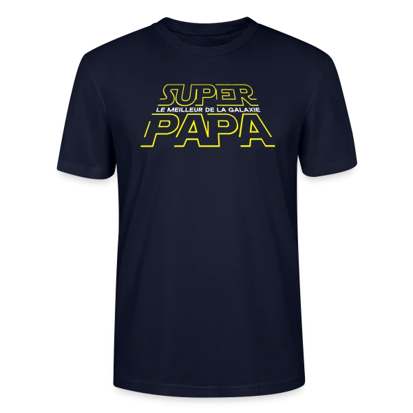 Maquette de T-shirt bio CRAFTER Stanley Stella Unisexe « Super Papa Galactique - La Force est en lui » à personnaliser