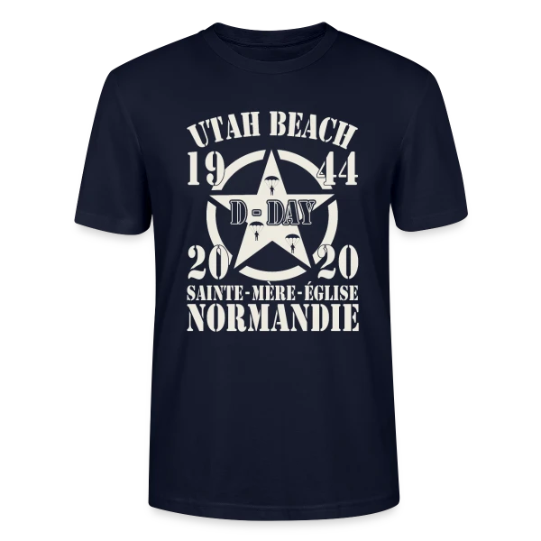 Maquette de T-shirt bio CRAFTER Stanley Stella Unisexe « D-Day Normandie 1944 - Hommage Utah Beach » à personnaliser