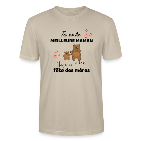 Maquette de T-shirt bio CRAFTER Stanley Stella Unisexe « Bébé Ma Première Fête des Mères : Meilleure Maman Ours » à personnaliser