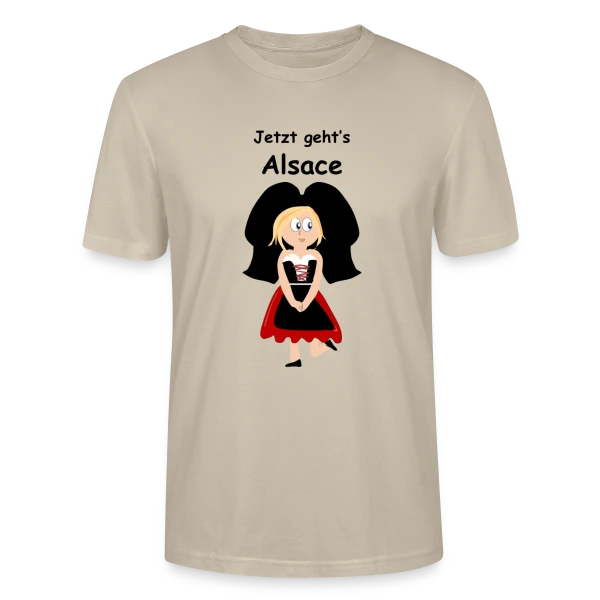 Maquette de T-shirt bio CRAFTER Stanley Stella Unisexe « Alsacienne Traditionnelle Joyeuse » à personnaliser