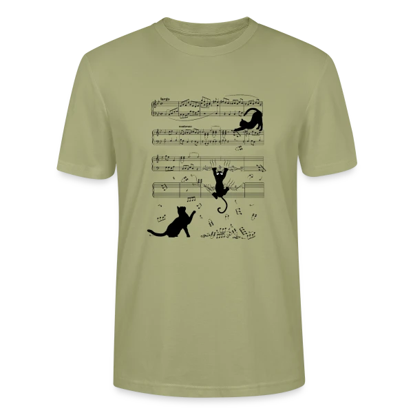 Maquette de T-shirt bio CRAFTER Stanley Stella Unisexe « Chats Musiciens Partitions » à personnaliser