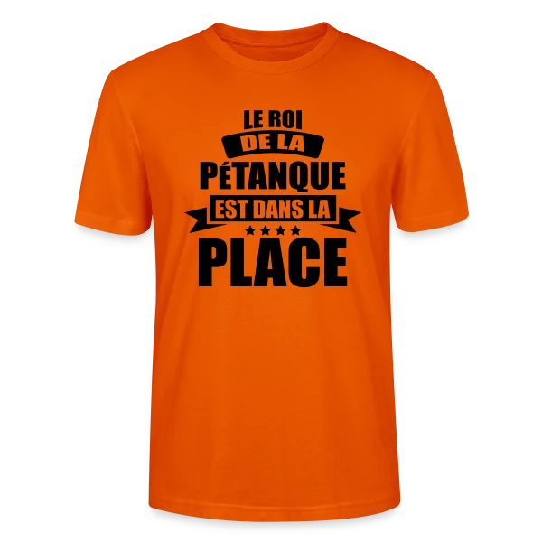 Maquette de T-shirt bio CRAFTER Stanley Stella Unisexe « Humour Pétanque : Le Roi est dans la Place ! » à personnaliser