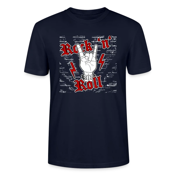 Maquette de T-shirt bio CRAFTER Stanley Stella Unisexe « Authentique Rock 'n' Roll » à personnaliser