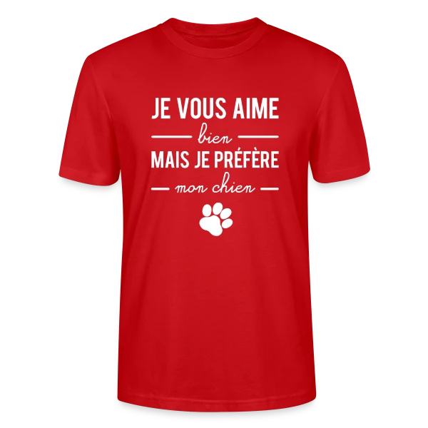 Maquette de T-shirt bio CRAFTER Stanley Stella Unisexe « Je Préfère Mon Chien » à personnaliser