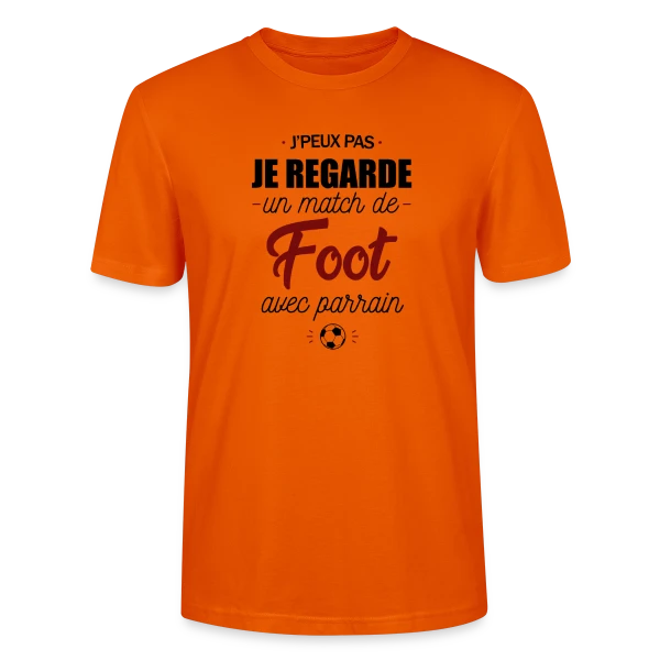 Maquette de T-shirt bio CRAFTER Stanley Stella Unisexe « J'peux pas, j'ai match de foot avec Parrain ! » à personnaliser