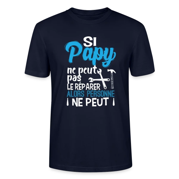 Maquette de T-shirt bio CRAFTER Stanley Stella Unisexe « Si Papy ne peut pas le réparer... » à personnaliser