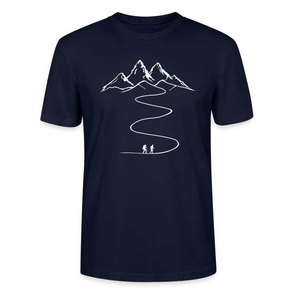 Maquette de T-shirt bio CRAFTER Stanley Stella Unisexe « Randonnée Montagne: L'Aventure Ne Fait Que Commencer! » à personnaliser