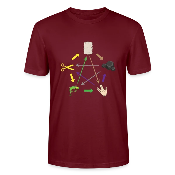Maquette de T-shirt bio CRAFTER Stanley Stella Unisexe « Pierre Feuille Ciseaux Lézard Spock - Geek & Humour » à personnaliser