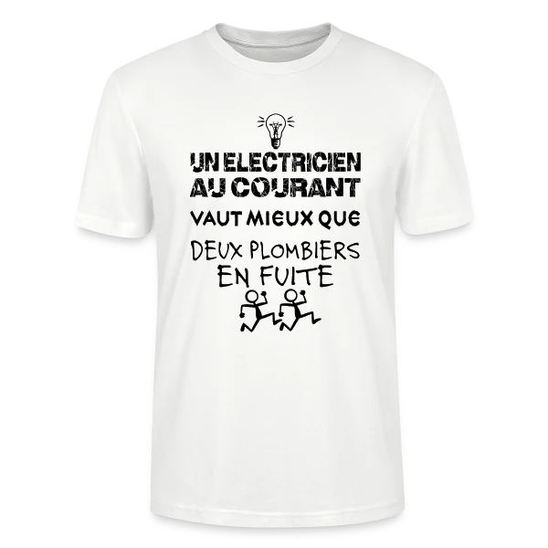 Maquette de T-shirt bio CRAFTER Stanley Stella Unisexe « Électricien au Courant | T-Shirt Humour Pro du Câble » à personnaliser